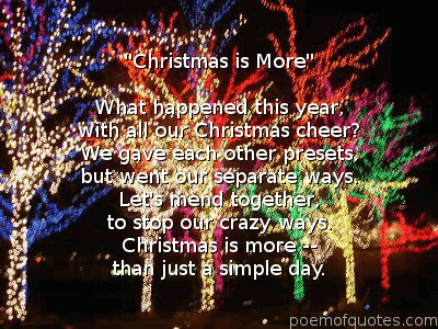 Christmas is More poem