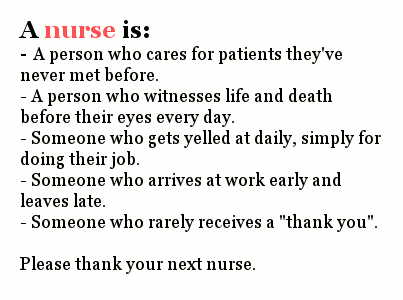 Tell your nurse 'thank you'.